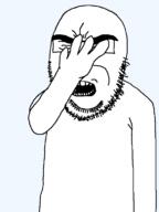 cobsontalks facepalm glasses meta:namefags rantsona soyjak stubble subvariant:cobsontalks transparent variant:cobson // 572x762 // 9.4KB