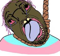 ack brown_skin brown_troonjak hanging purple_hair rope tranny // 768x719 // 109.6KB