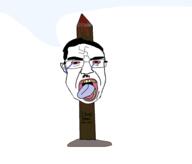 ack adolf_hitler bloodshot_eyes crying decapitation head_on_a_stick speech_bubble_empty subvariant:patrick swastika variant:chudjak // 1424x1216 // 223.2KB