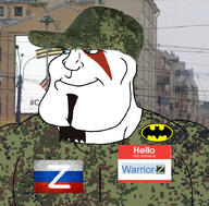 Warrior-Z(user) artist:satoko_fans_arent_white aryan batman beard blue_eyes buff camouflage emr_pattern flag:russia goatee god_of_war hello_my_name_is_(sticker) irl_background kratos russia smile soyjak subvariant:mexiaryan variant:meximutt video_game z_(russian_symbol) // 886x872 // 253.8KB