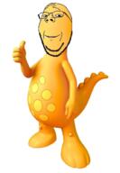 animal arm cheesasaurus cheese dinosaur full_body glasses hand kraft leg macaroni macaroni_and_cheese orange_skin smile soyjak stubble subvariant:wholesome_soyjak thumbs_up variant:gapejak // 624x900 // 298.3KB