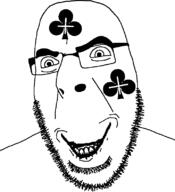 bbw beard clover clubs fat glasses horny lip_biting lust plus-sized_black_trans_queen stubble subvariant:clubson symbol teeth variant:cobson // 721x789 // 31.7KB