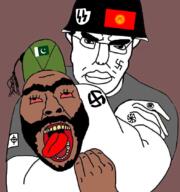 2soyjaks anarchism beard bloodshot_eyes celtic_cross choke_hold churka combat_helmet fascism fez glasses headlock helmet kyrgyzstan looking_at_you meta:tagme pakistan schutzwafell sonnenrad soyjak strangling subvariant:chudjak_front tattoo the_weak_should_fear_the_strong tongue variant:bernd variant:chudjak white_supremacist yellow_teeth // 1012x1080 // 727.8KB