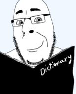book dictionary glasses smile stubble subvariant:wholesome_cobson transparent_background variant:cobson wholesome // 416x518 // 49.0KB