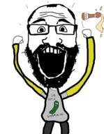 beard clothes excited glasses hair hand hands_up happy open_mouth pickle_rick rick_and_morty soy soyjak soylent subvariant:science_lover variant:markiplier_soyjak // 453x583 // 68.4KB