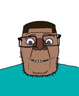 blue_shirt brown_hair brown_skin closed_mouth glasses minecraft smile soyjak steve_(minecraft) stubble subvariant:jjj variant:ppp // 663x805 // 63.1KB