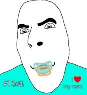 baby heart i_love pacifier pun smile smooth_skin son soyjak text variant:cobson // 750x821 // 100.3KB