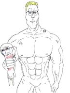 aryan bloodshot_eyes buff choking crying full_body glasses mouth_closed neutral stephen_colbert tear variant:Cobbert variant:backjack // 1126x1487 // 148.9KB