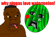 bbc bibisi big_nose black_hair black_skin built_for_bbc disgusted eyebrows frown hair horny nigger open_mouth series:foodeez! soyjak squinting stubble subvariant:doctos subvariant:feralnigger tongue tounge variant:feraljak variant:soyak watermelon yellow_sclera // 800x533 // 91.5KB