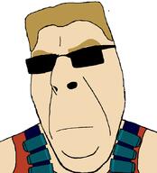 closed_mouth clothes duke_nukem glasses hair sleeveless_shirt soyjak sunglasses variant:cobson video_game white_skin yellow_hair // 774x852 // 34.6KB