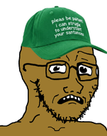 beard big_eyes brown_skin cap clothes concerned esl glasses hat sad scared soyjak stubble variant:soyak // 845x1073 // 429.1KB