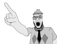 black_tie clothes finger fingernail grey_hat grey_shirt grey_skin hat pointing robert_(user) subvariant:npestajak_front thick_eyebrows variant:npestajak // 929x720 // 11.6KB