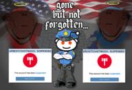 2soyjaks american_flag ban bandana black_skin closed_eyes closed_mouth clothes ear east_coast gangster gavel halo map memorial negro nigga police police_hat police_officer police_uniform reddit snoo stubble text translucent united_states variant:impish_soyak_ears west_coast // 1500x1023 // 818.8KB
