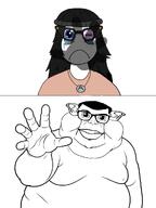 arm bruise bruised_eye crying fat female hand ominous reaching_out sad subvariant:branigger variant:brandon variant:soytan // 768x1024 // 178.5KB