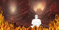 fire glasses hell meditation smile soyjak stubble subvariant:lawrence variant:markiplier_soyjak // 960x496 // 880.4KB