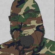 camouflage erdl_pattern fabric glasses green_eyes m81 open_mouth soyjak stubble variant:cobson woodland // 1178x1181 // 2.8MB