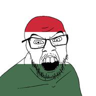 country flag flag:hungary glasses hungary open_mouth soyjak stubble teeth variant:feraljak // 1500x1500 // 21.7KB