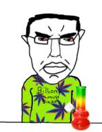 angry arm bloodshot_eyes bong closed_mouth clothes ear glasses hair marijuana millions_must_die red_eyes soyjak stoner subvariant:pol_face text variant:chudjak weed // 517x671 // 167.0KB