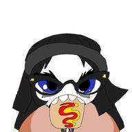 artist:cutesoytan avengers beanie blue_eyes chomp closed_mouth corndog drawing girl glasses oc soy soylent soylent_(cacao) soytan_will_always_be_a_gemerald teeth variant:soytan wholesome // 1000x1000 // 43.0KB