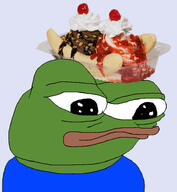 amphibian apustaja banana_split_ice_cream frog green green_skin ice_cream nas:pepe pepe_the_frog series:pepe_hat subnas:apu // 683x740 // 105.2KB