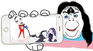 bbc erika_furudo erika_furudo_(namefag) flag hair holding_object holding_phone iphone makeup phone pisscel queen_of_spades smile smug soyjak stubble template text tranny troon variant:alicia variant:chudjak // 2218x1237 // 870.6KB