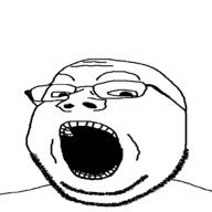 glasses open_mouth soyjak squished stubble subvariant:massjak subvariant:wholesome_soyjak variant:gapejak // 600x600 // 10.4KB