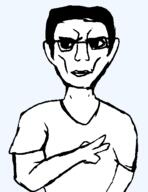 arm closed_mouth clothes ear glasses hair hand redraw soyjak subvariant:chudjak_front subvariant:unbotheredchud variant:chudjak // 446x578 // 9.3KB