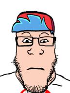 blue_hair boyfriend_(friday_night_funkin') cap closed_mouth clothes fnf_pedo friday_night_funkin' glasses hair hat neutral opposite soyjak stubble subvariant:neutralplier variant:markiplier_soyjak video_game white_skin // 600x800 // 9.4KB