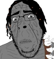 closed_mouth dungeons_and_dragons glasses grey_eyes grey_skin hair planescape planescape_torment soyjak stubble the_nameless_one variant:cobson // 775x849 // 80.5KB