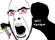 cobson_killer dead glasses hand knife open_mouth red_cross stubble variant:cobson variant:unknown white_background