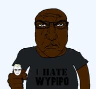 angry bald brown_skin glasses gray_shirt hand i_hate negro racism rage shaved stencil_font subvariant:muscular_chud subvariant:science_lover transparent_background variant:chudjak variant:markiplier_soyjak wypipo // 1017x935 // 72.6KB