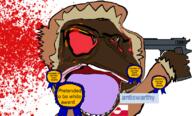 antiswarthy_(namefag) award black_skin bloodshot_eyes clothes country flag glasses gooned_to_soytan_gore_award greenland gun open_mouth please_be_paitent_antiswarthy_has_autism slopjak soyjak subvariant:chudjak_front suicide tongue variant:chudjak // 1105x668 // 574.1KB
