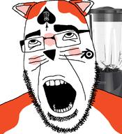 ahegao animal blender blender_(software) cat glasses marsey open_mouth queen_of_spades rdrama soyjak stubble tattoo variant:cobson // 721x789 // 77.3KB