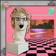 album_cover floral_shoppe glasses music open_mouth soyjak statue vaporwave variant:soyak vektroid // 1200x1200 // 1.4MB