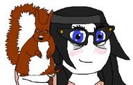 blue_eyes brown_eyes closed_mouth glasses holding_object holding_soyjak nuts smile soyjak squirrel subvariant:feralsquirrel variant:feraljak variant:soytan // 280x179 // 20.8KB
