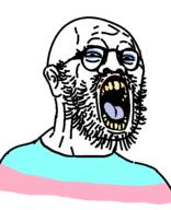 beard ear glasses open_mouth soyjak tranny variant:gapeboy yellow_teeth // 434x533 // 29.6KB