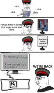 angry closed_mouth clothes comic computer ear glasses hair hat hearts_of_iron military_cap millions_must_die smile smug soyjak subvariant:chudjak_front text variant:chudjak // 700x1200 // 146.9KB