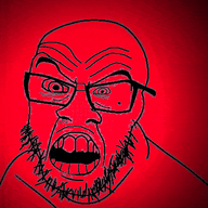 angry animated glasses glitch open_mouth red_skin soyjak stubble variant:feraljak // 391x423 // 612.2KB