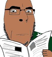 brown_skin closed_mouth flag flag:pakistan glasses holding_object newspaper pakistan serious soyjak stubble variant:cobson // 941x1031 // 165.1KB