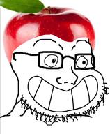 apple calarts clothes food foodjak fruit glasses grin hat smile so_true soyjak stubble subvariant:so_true! variant:soyak // 1422x1726 // 993.2KB