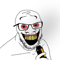 adult_swim angry blood bloodshot_eyes bong clenched_teeth cracked_teeth ear glasses necklace nosebleed pentagram raised_fist_(symbol) red_eyes reddit soyjak stoner stubble subvariant:feralrage text trend:slopjak vape variant:feraljak weed yellow_teeth // 1000x1000 // 169.6KB