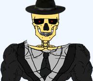 fedora glowing glowing_eyes gold skeleton variant:chudjak // 1059x929 // 133.6KB