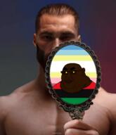 angry big_lips black_skin breasts brown_skin chud double_chin ear fat flag:minor_attracted_person flag:pan-african flies gigachad glasses head meta:tagme mirror nigger obese stink_lines stubble subvariant:incel_chudjak torso trend:slopjak variant:chudjak variant:meximutt yellow_sclera // 2752x3200 // 1.9MB