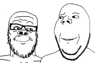 2soyjaks aliased are_you_soying_what_im_soying glasses looking_at_each_other mustache series:trios_&_duos smile soyjak stubble subvariant:wholesome_soyjak template transparent_background variant:a24_slowburn_soyjak variant:gapejak // 1200x800 // 25.6KB