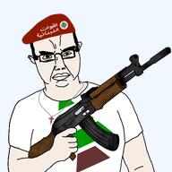 Kataeb ak-47 beret christian_cross cross cross_necklace green_eyes gun lebanese_civil_war lebanese_forces lebanon phalanx rifle subvariant:chudjak_front variant:chudjak // 1280x1280 // 396.2KB