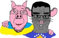 2soyjaks animal chud closed_mouth ear friendship front_facing glasses hair hand kosovo mouse pig rat smile stubble subvariant:wholesome_soyjak teeth ukraine variant:bernd variant:chudjak variant:gapejak // 884x566 // 184.6KB