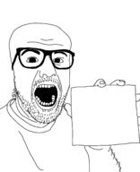 animated clothes glasses hand holding_object open_mouth soyjak stubble variant:unknown // 1265x1559 // 69.9KB