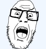 angry glasses open_mouth sharp_teeth soyjak stubble variant:unknown // 521x549 // 10.4KB