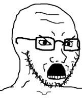 angry glasses open_mouth soyjak stubble upset variant:soyak // 632x756 // 15.1KB