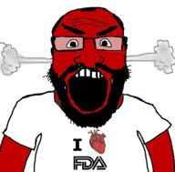 angry arm beard clothes fda fume glasses heart i_love open_mouth red_skin soyjak subvariant:science_lover text tshirt variant:markiplier_soyjak // 800x789 // 2.4MB